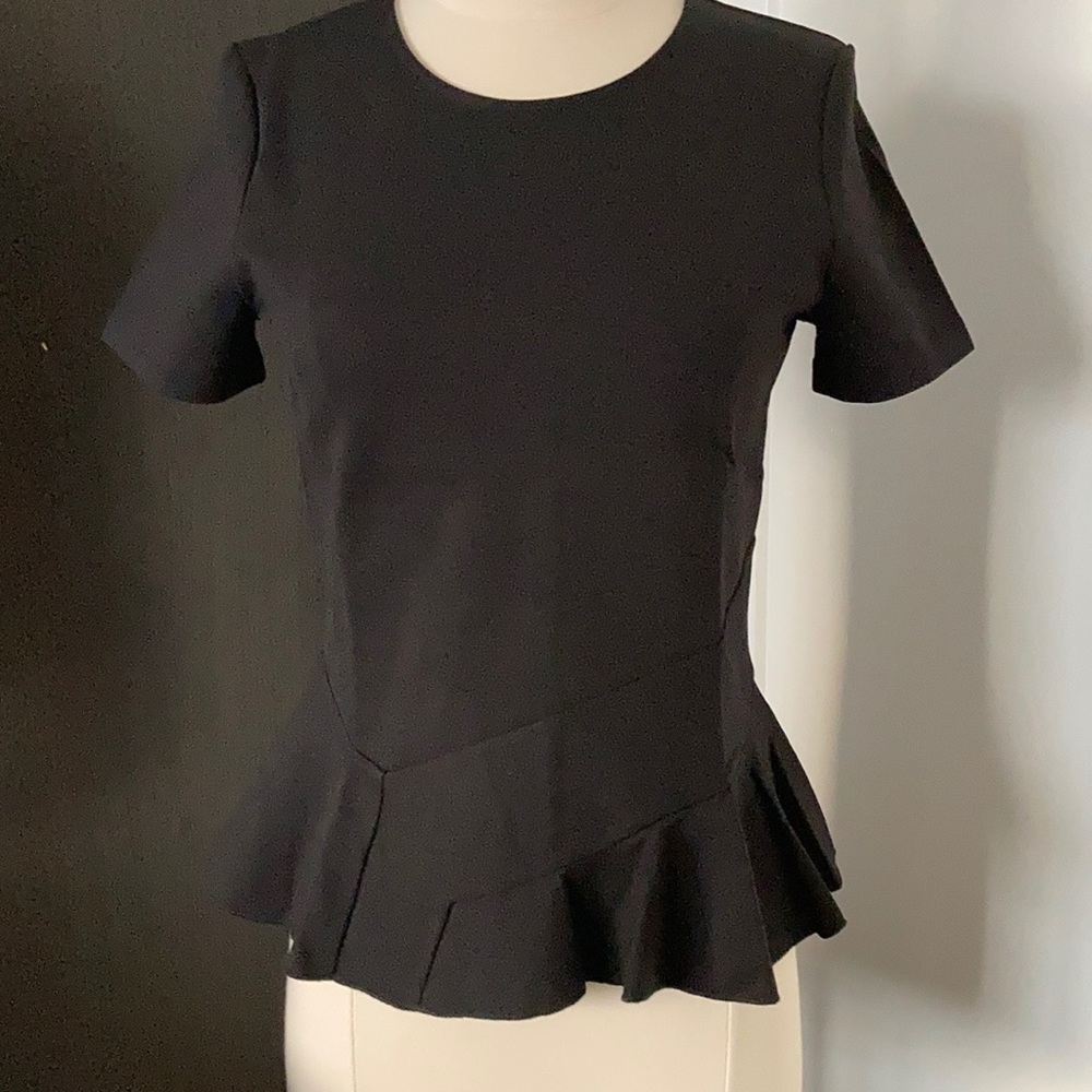 NWT J. Crew black top blouse with peplum size XS